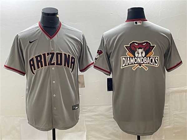 Men%27s Arizona Diamondbacks Gray Team Big Logo Cool Base Stitched Baseball Jerseys->arizona diamondbacks->MLB Jersey